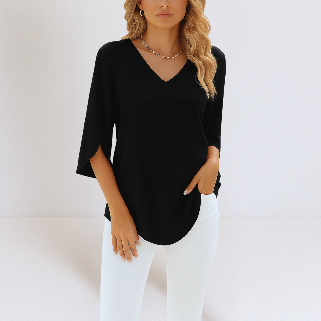 Sophie™ - Elegante Blouse met V-hals en Gespleten Mouwen