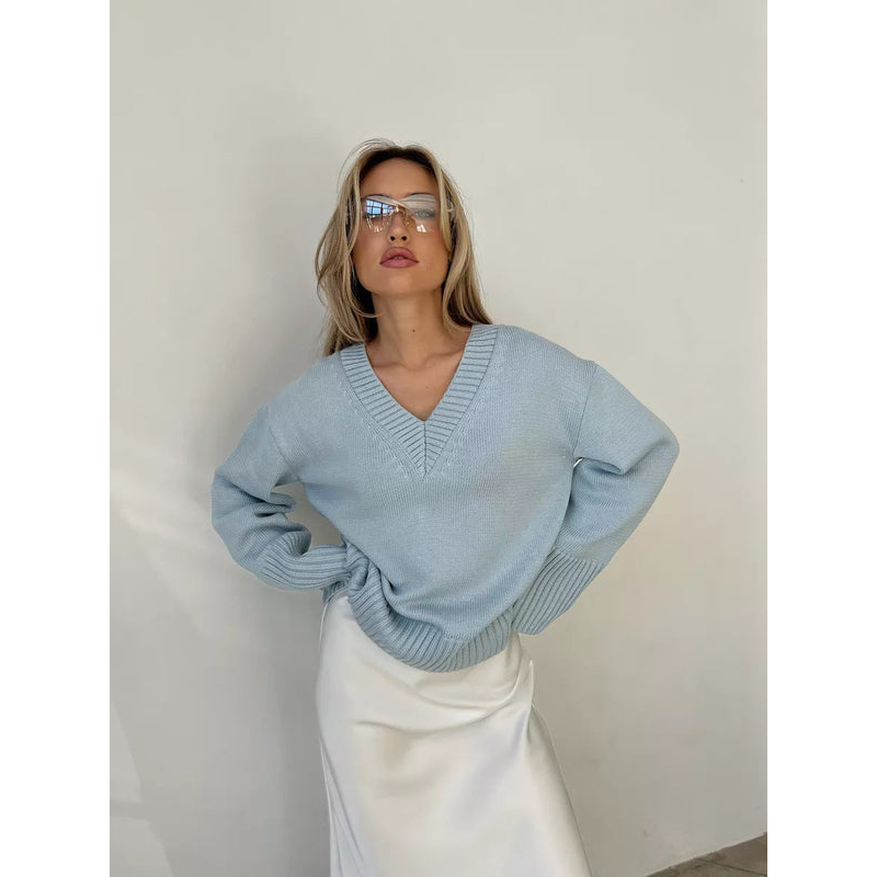 Elena™ – Damespullover met V-hals in Zachte Katoenmix