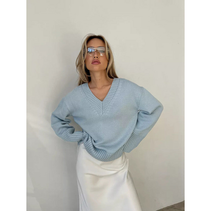Elena™ – Damespullover met V-hals in Zachte Katoenmix