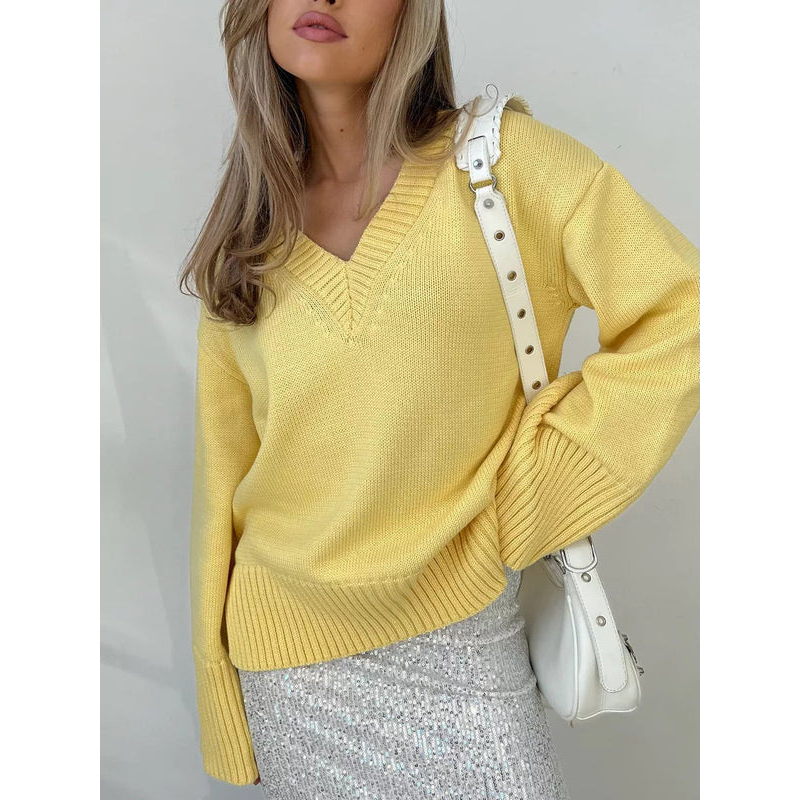 Elena™ – Damespullover met V-hals in Zachte Katoenmix