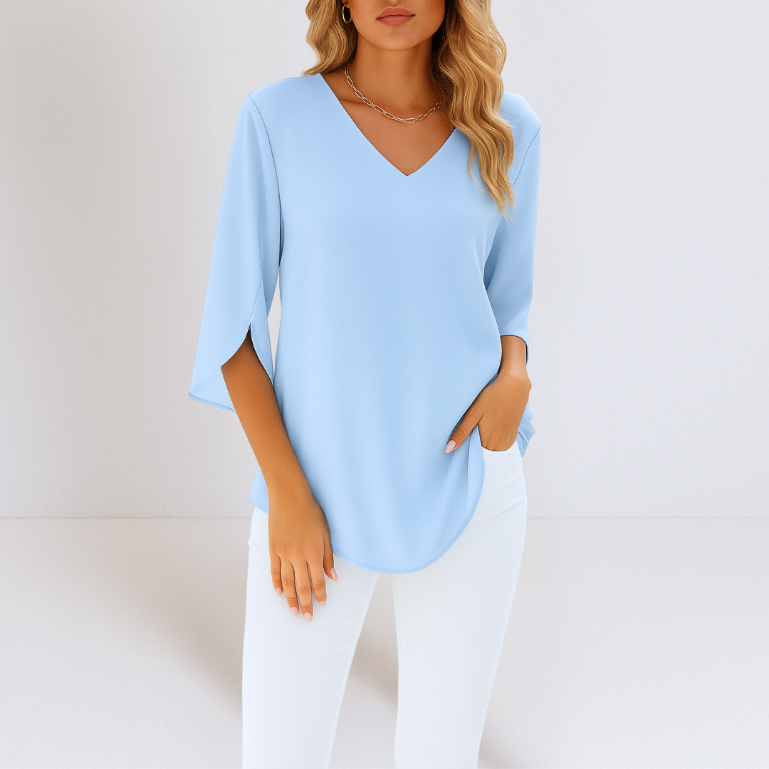 Sophie™ - Elegante Blouse met V-hals en Gespleten Mouwen