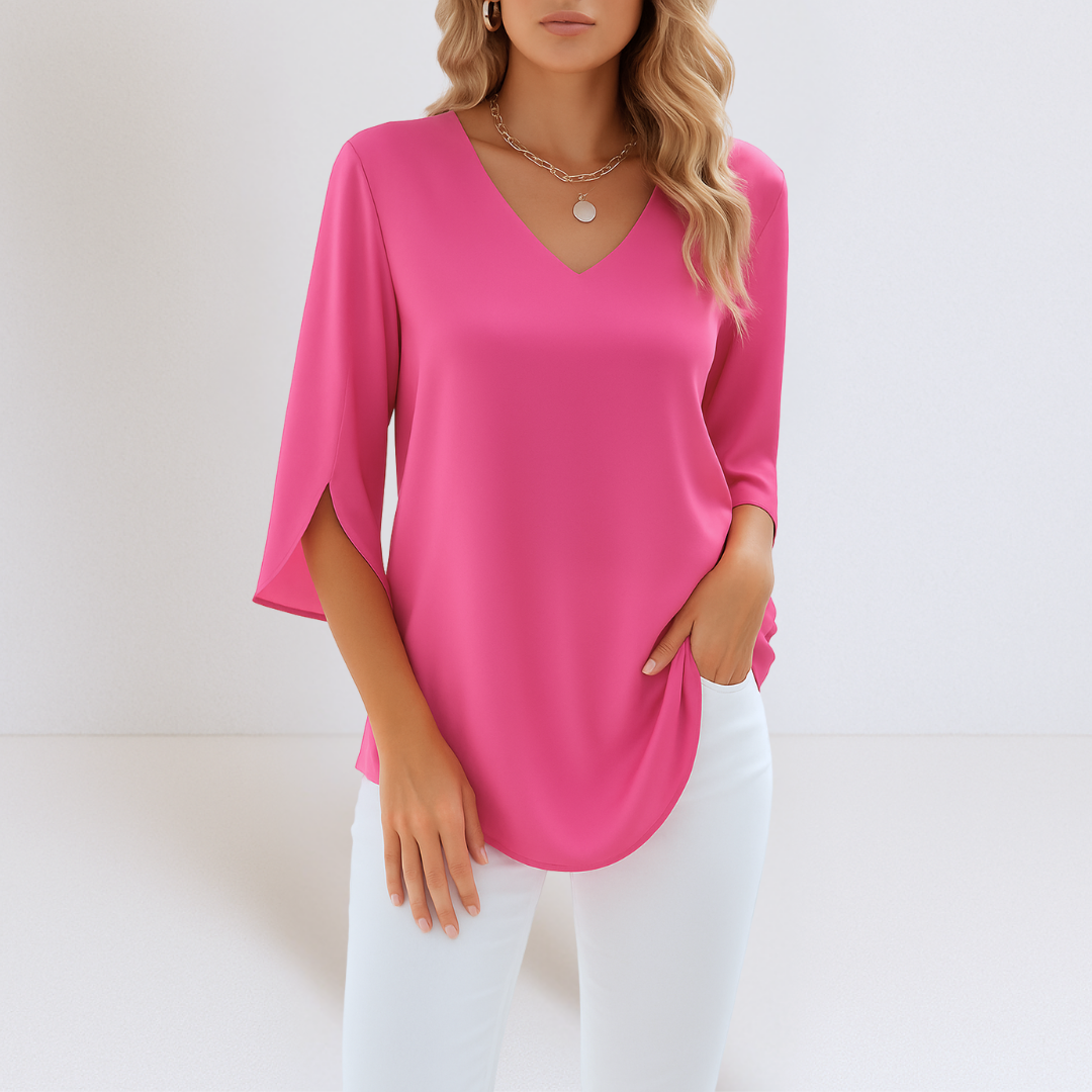 Sophie™ - Elegante Blouse met V-hals en Gespleten Mouwen