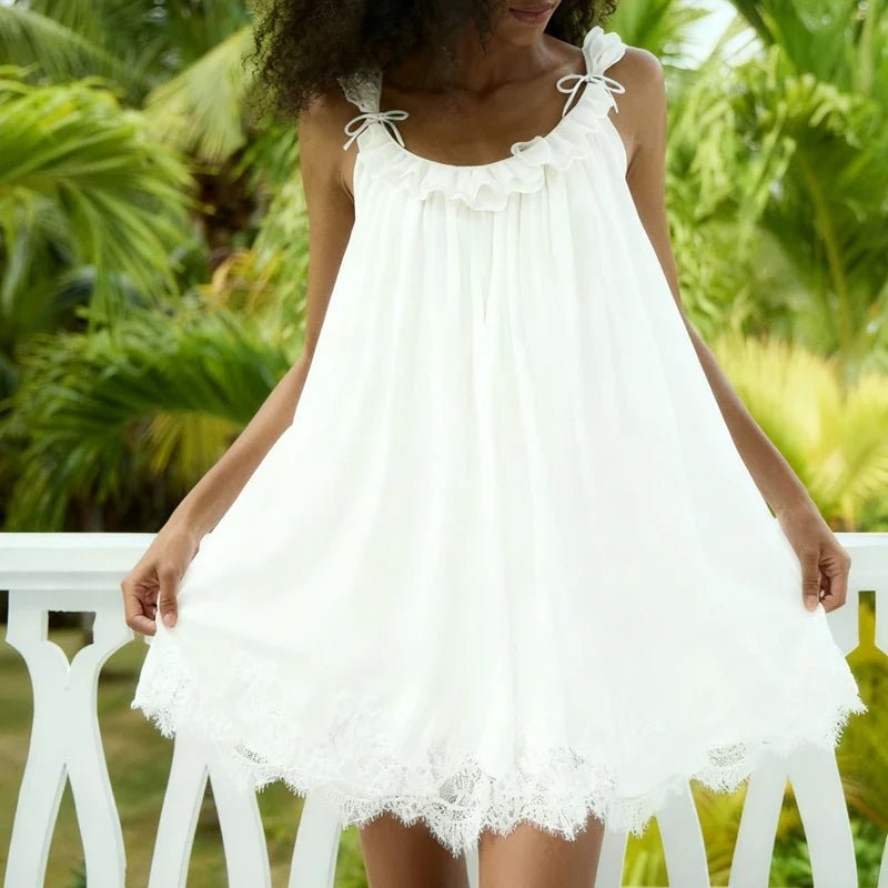 Lidia™ | Koronkowa koszulka nocna bez rękawów w stylu wiktoriańskim