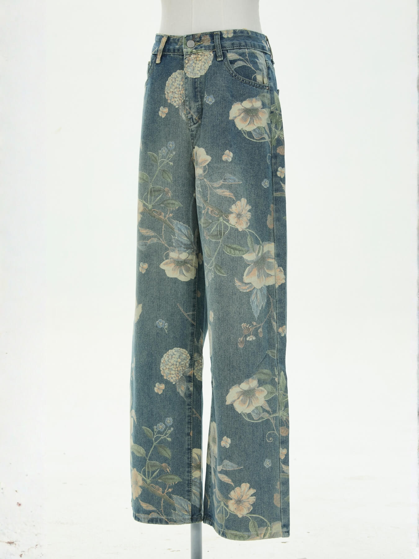 Avina Mid Rise Floral Stretch Flare Jeans