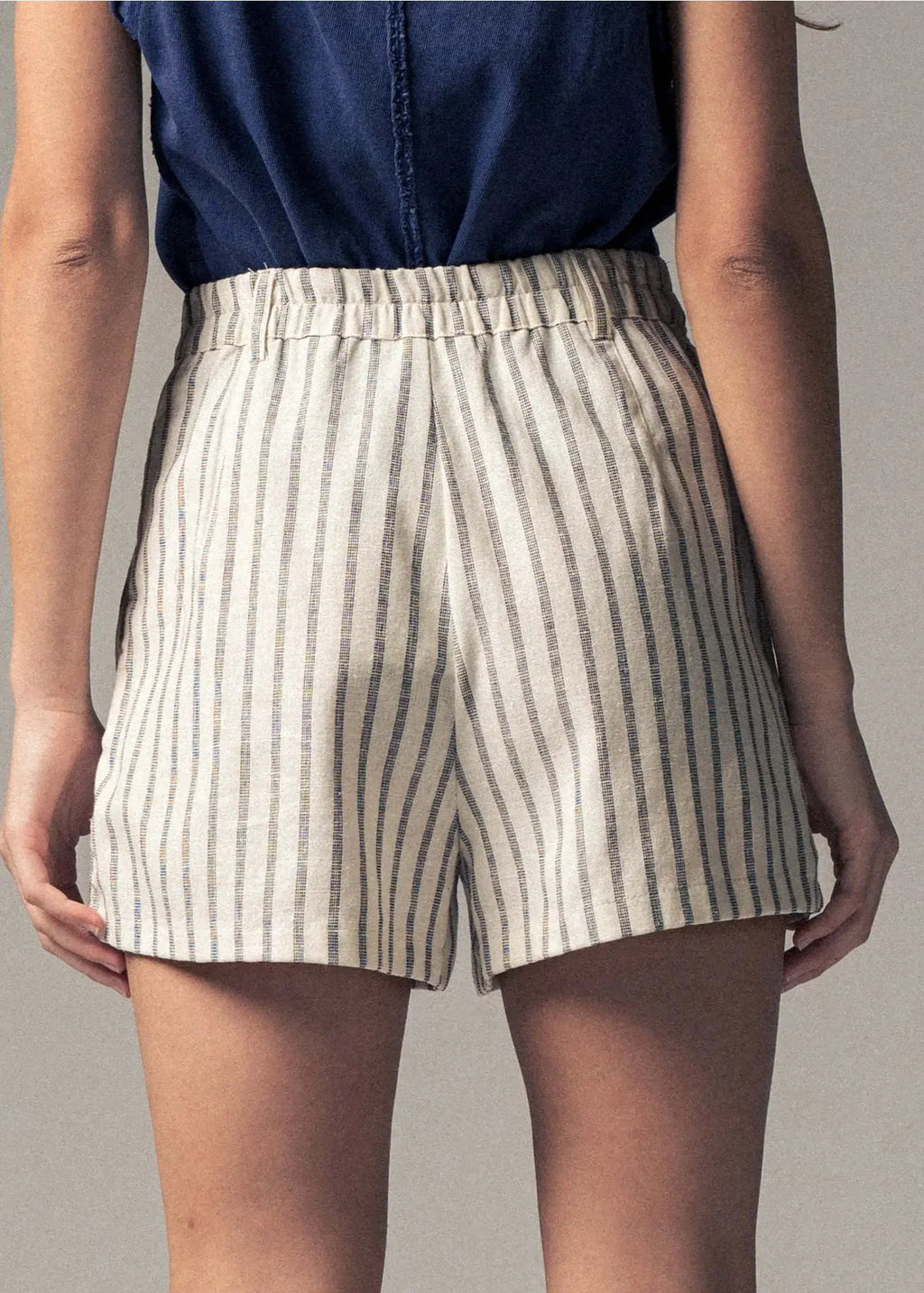 Urban Daisy Coastal Linen Stripe Shorts