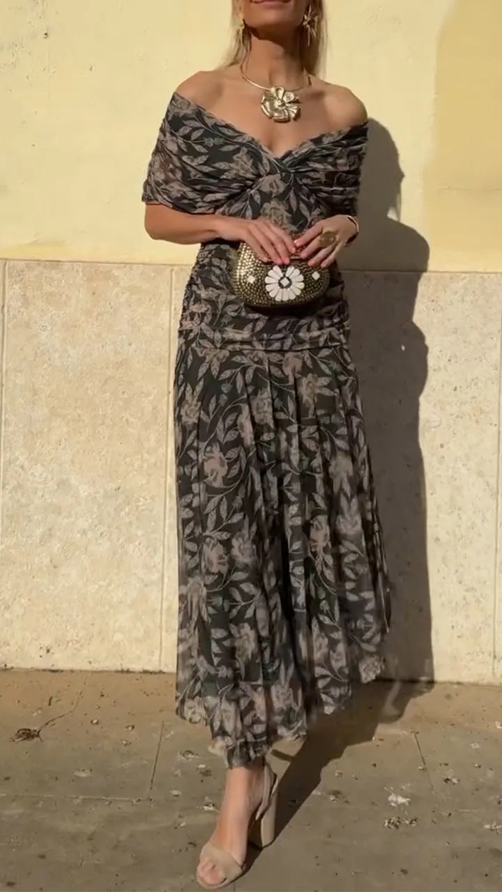 Natalia™ | Sukienka damska z dekoltem w serek odsłaniająca ramiona