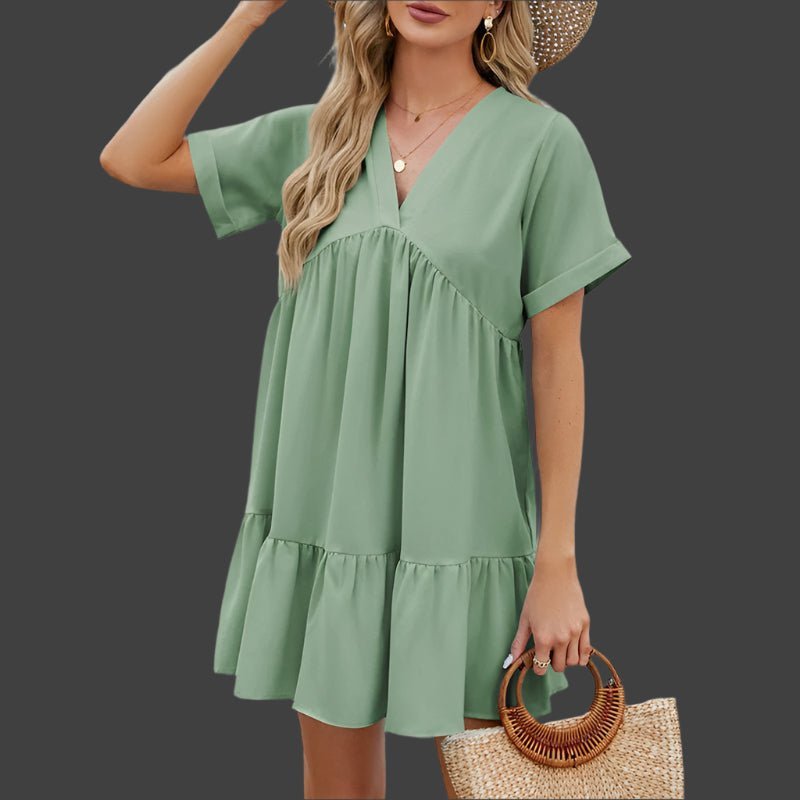 Elenora™ – Luźna, plisowana sukienka z dekoltem w serek