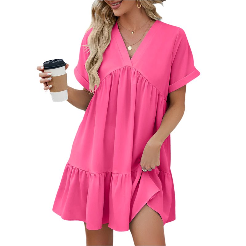 Elenora™ – Luźna, plisowana sukienka z dekoltem w serek