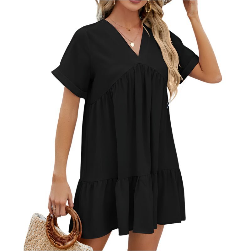 Elenora™ – Luźna, plisowana sukienka z dekoltem w serek