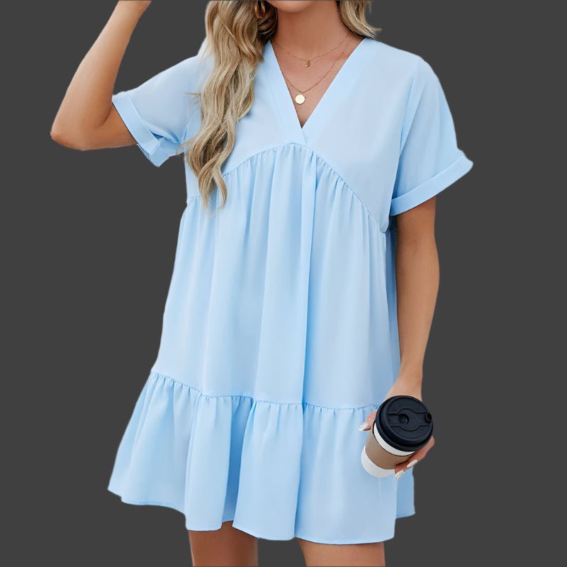 Elenora™ – Luźna, plisowana sukienka z dekoltem w serek