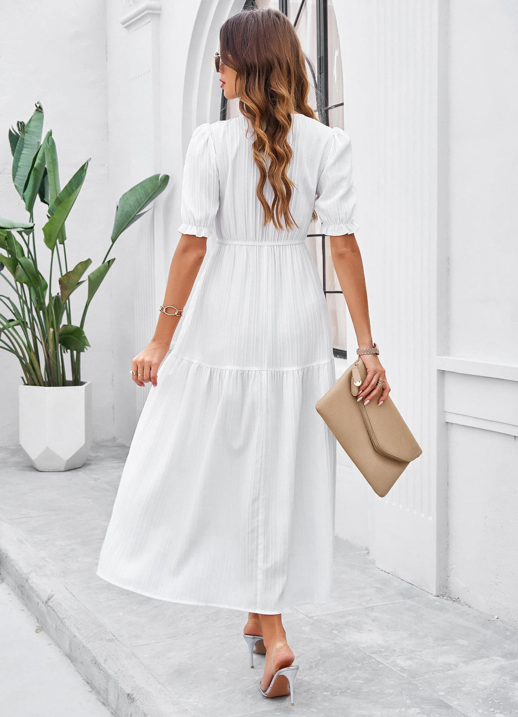 Meadow Smock Midi Dress - White