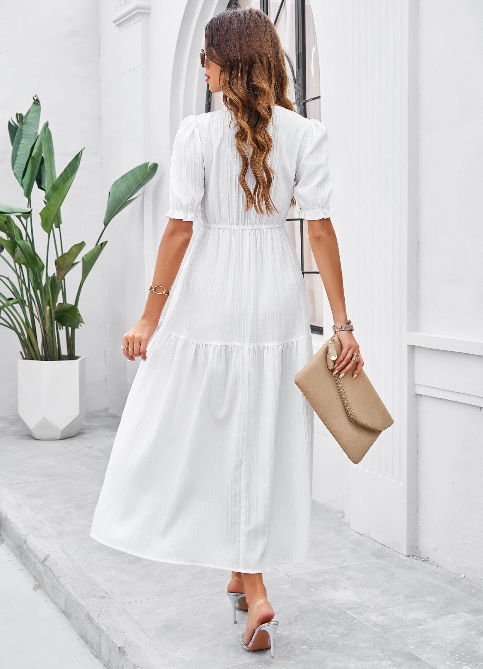 Meadow Smock Midi Dress - White